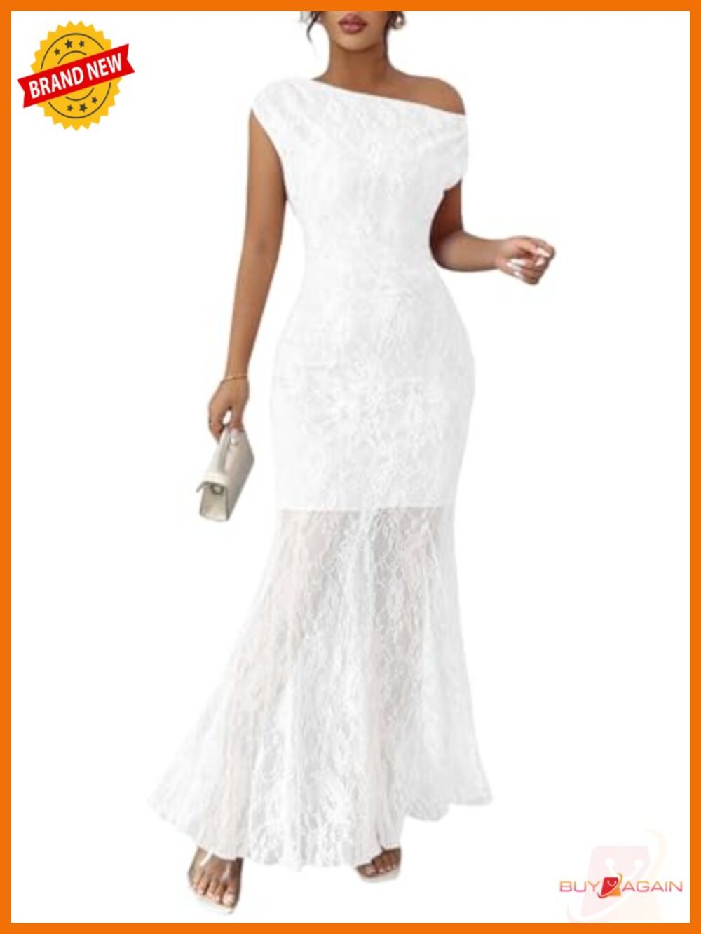 MITILLY Off Shoulder Formal Wedding Guest Maxi Dress Bodycon Lace